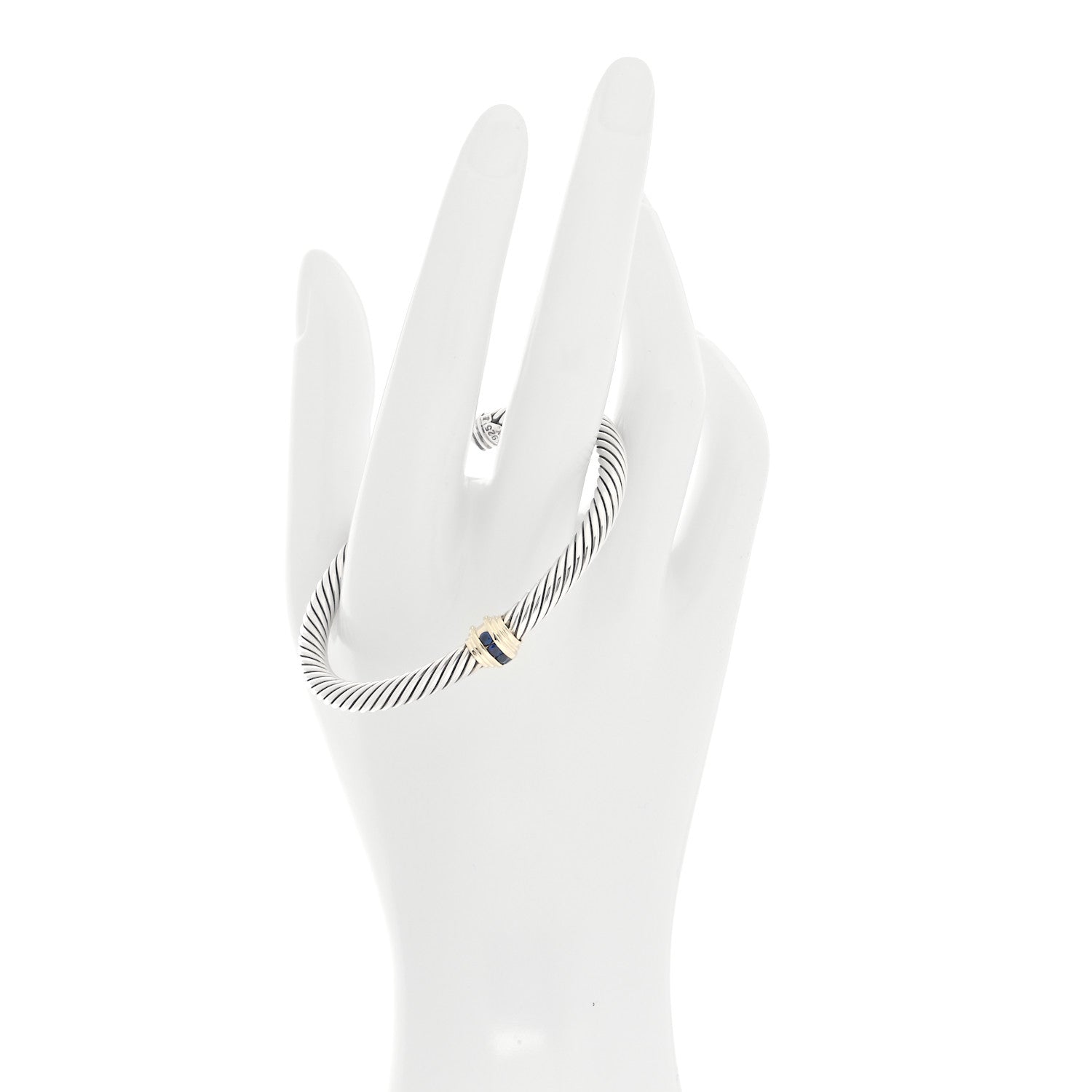David Yurman Sterling Silver 18K Yellow Gold 5mm Cable Classics Single Station Bracelet 2 of 5