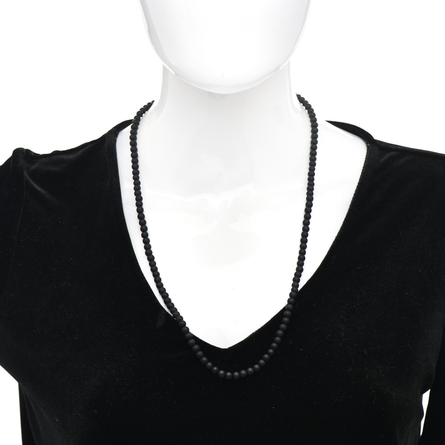 Sterling Silver Black Onyx 5mm Spiritual Beads Necklace