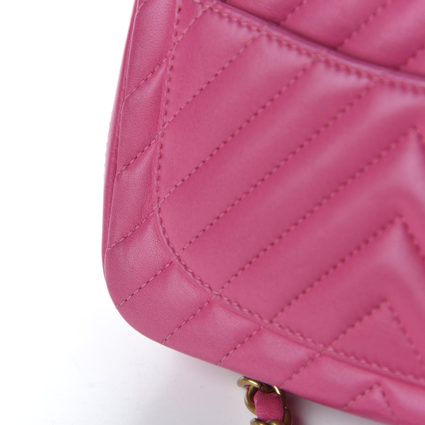 Lambskin Chevron Quilted Mini Square Flap Fuchsia