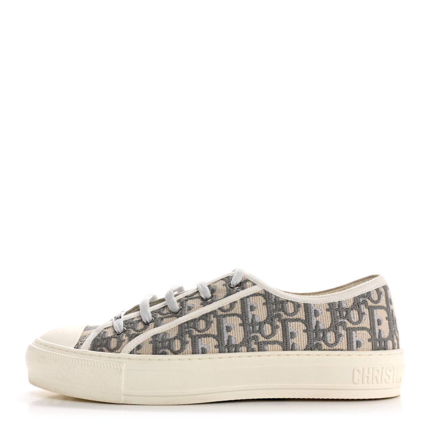 Christian Dior Canvas Oblique Walk'N'Dior Low Top Sneakers 40 Grey Stone 1 of 11