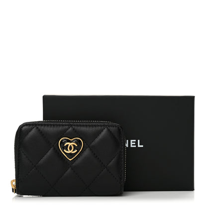 Chanel Lambskin Plexiglass Quilted Coco Love Zip Coin Purse Black 8 of 8