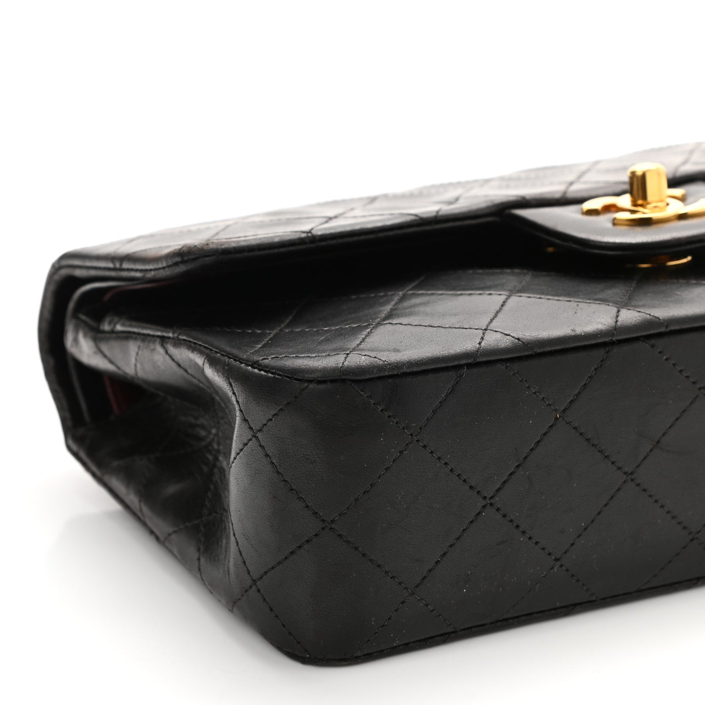 Lambskin Quilted Small Double Flap Black