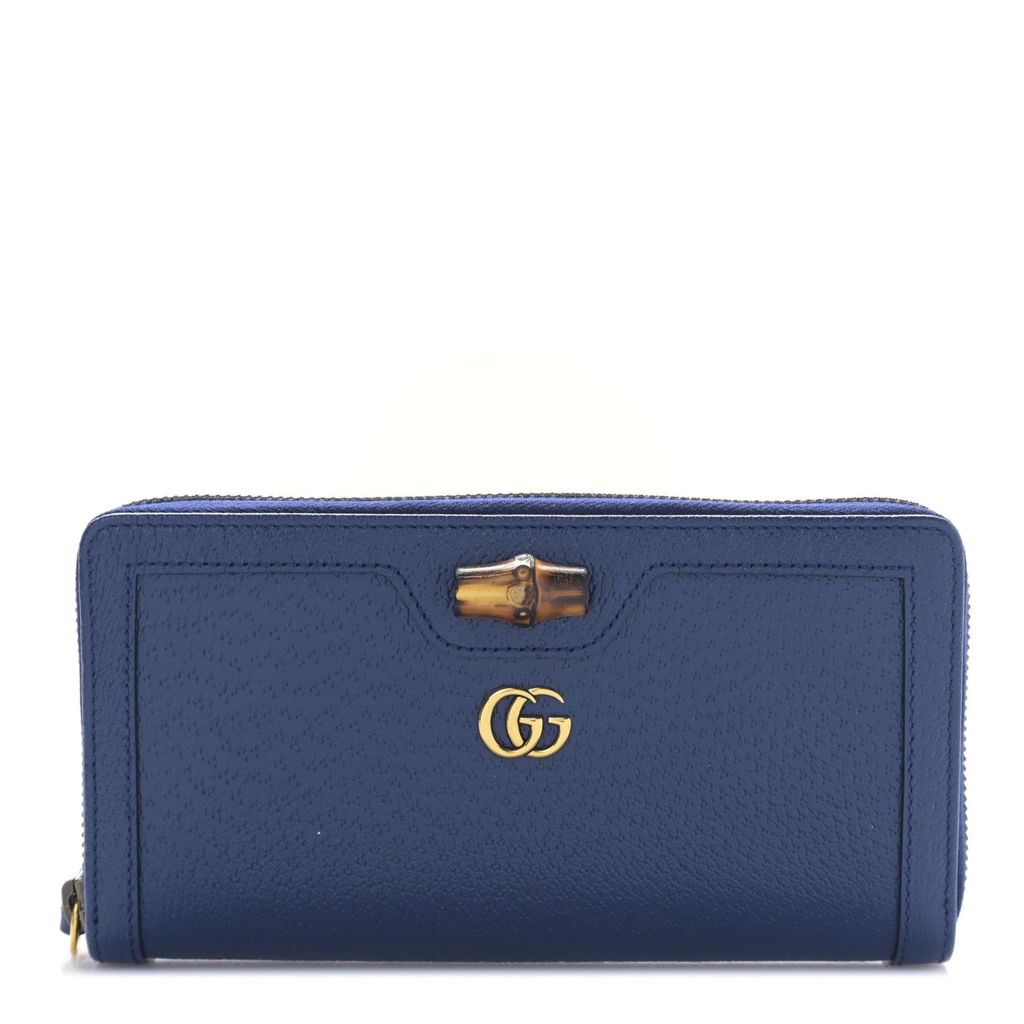 Wonka Grain Calfskin Diana Zip Around Continental Wallet Navy