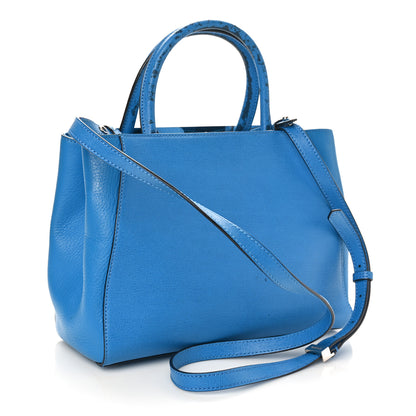 Fendi Vitello Elite Flamingo Petite 2Jours Tote Blue Royal 3 of 12