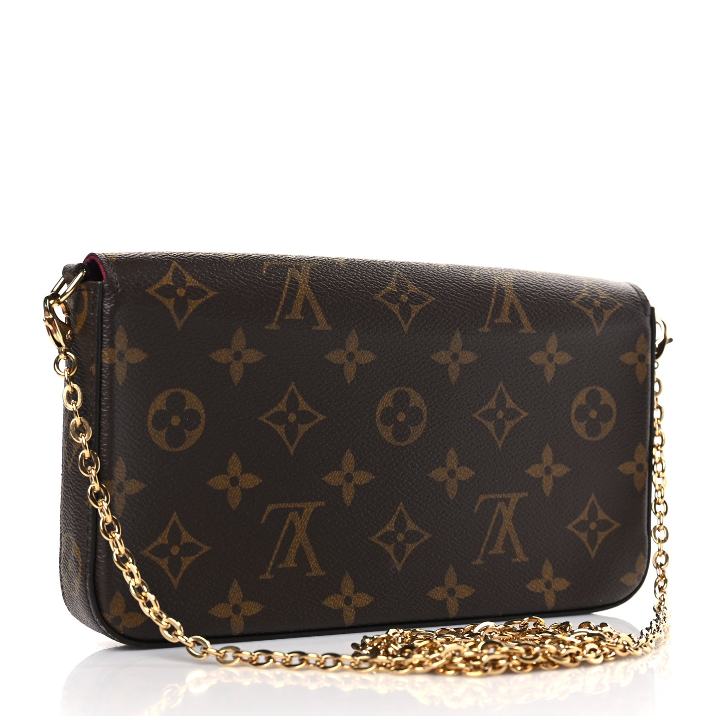 Monogram Pochette Felicie Chain Wallet Fuchsia