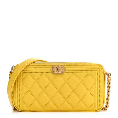Chanel Caviar Quilted Small Boy Clutch With Chain Yellow 1 of 17