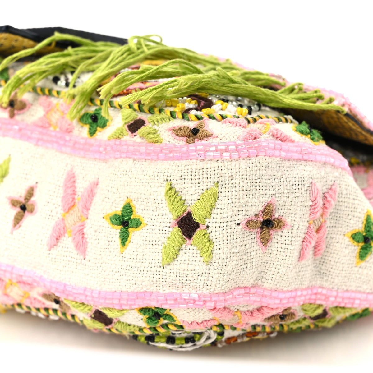 Canvas Beaded Baguette White Multicolor