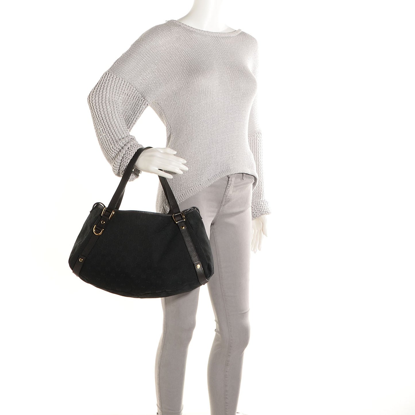 Monogram Medium Abbey Shoulder Bag Black