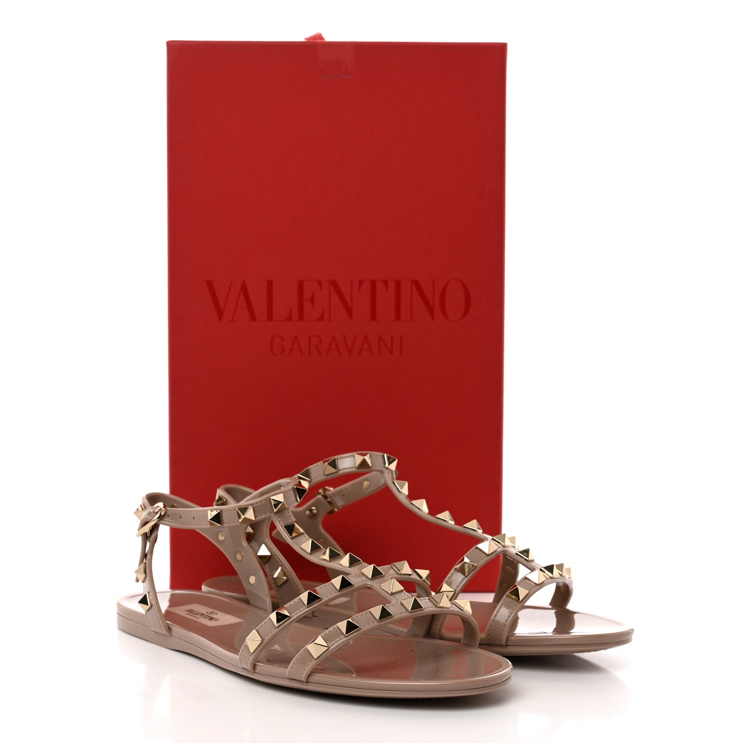 Valentino Garavani PVC Jelly Rockstud Caged Sandals 38 Poudre 8 of 8