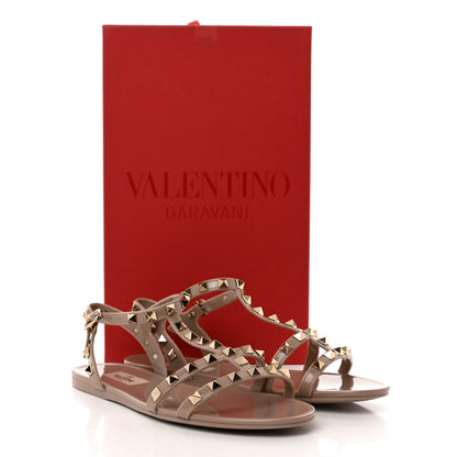 Valentino Garavani PVC Jelly Rockstud Caged Sandals 38 Poudre 8 of 8