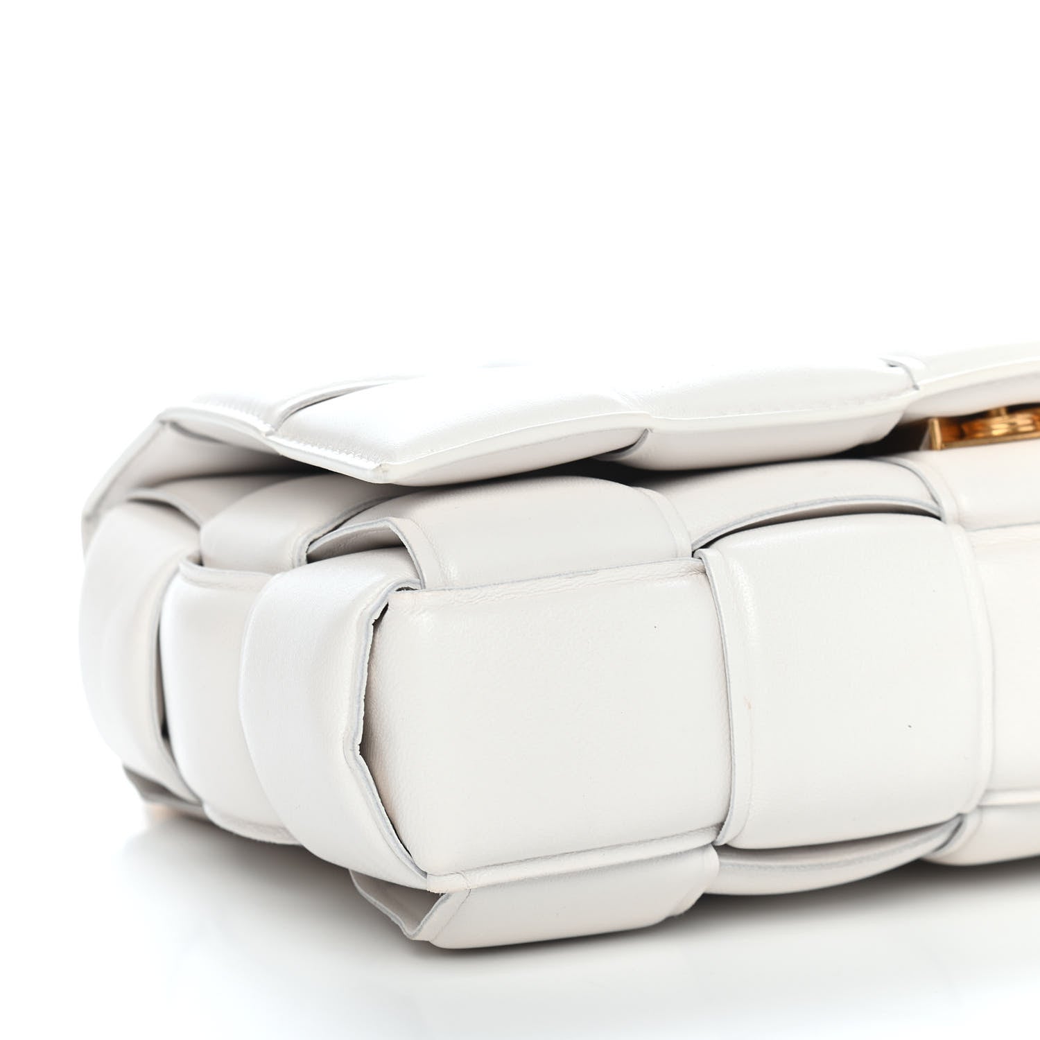 Bottega Veneta Lambskin Maxi Intreccio Padded Chain Cassette Crossbody Bag White 7 of 9
