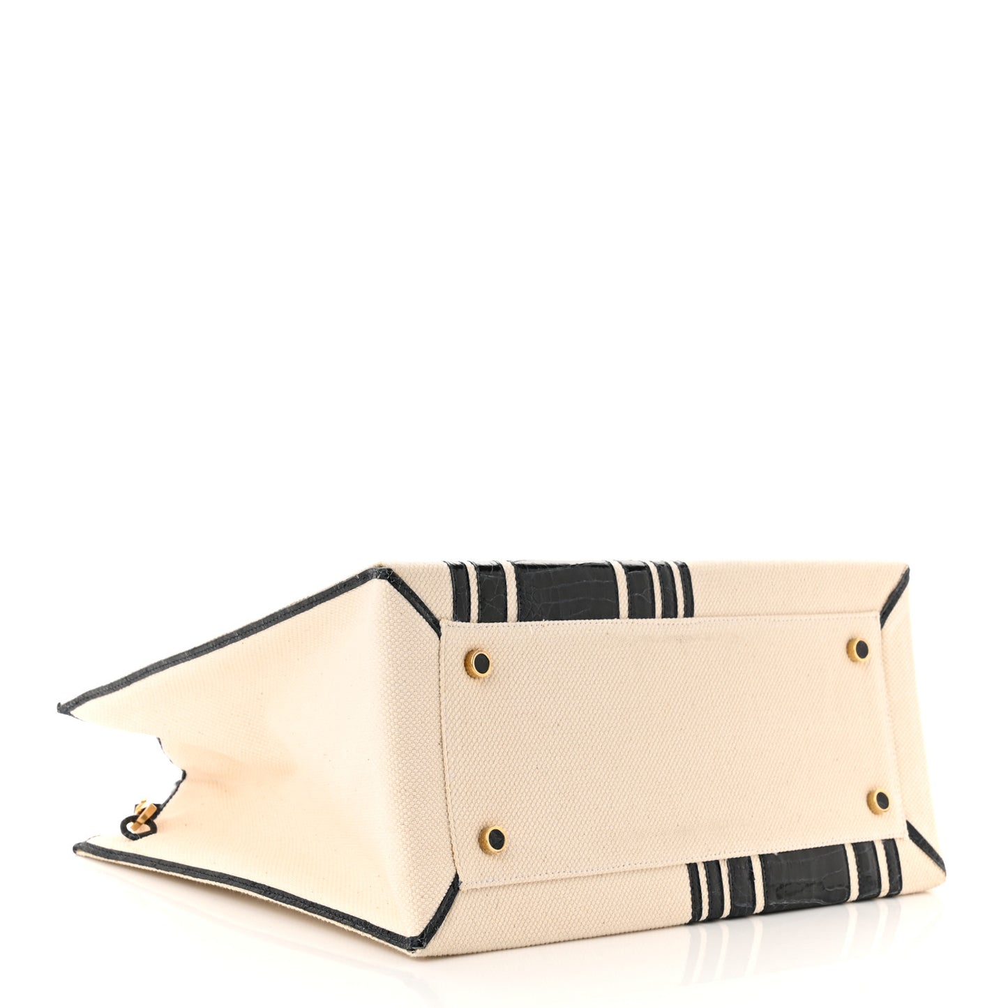 Linen Crocodile Medium Emma Stripe Tote Blue