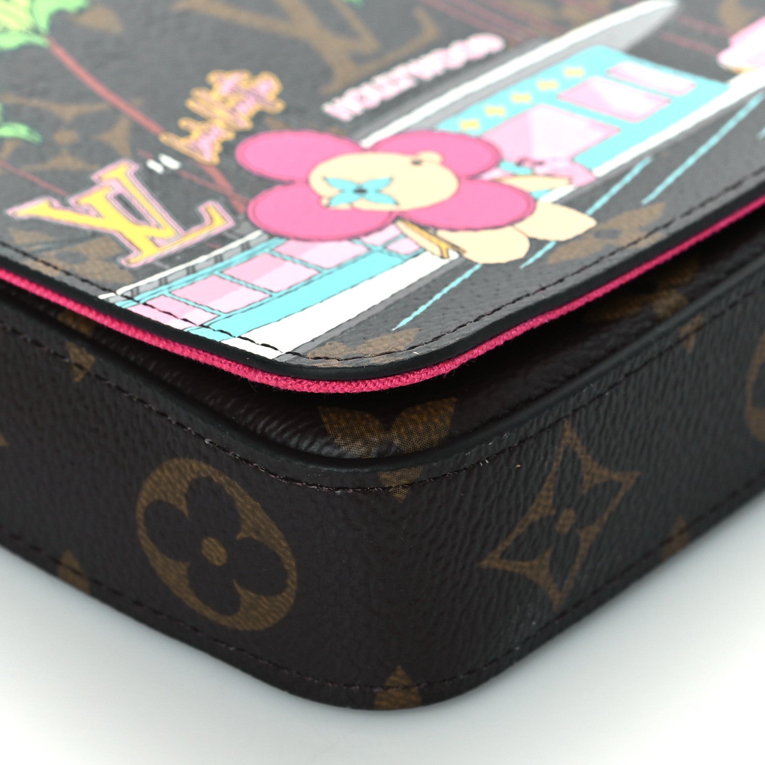 Louis Vuitton Monogram 2021 Christmas Animation Hollywood Pochette Felicie Chain Wallet Fuchsia 8 of 9