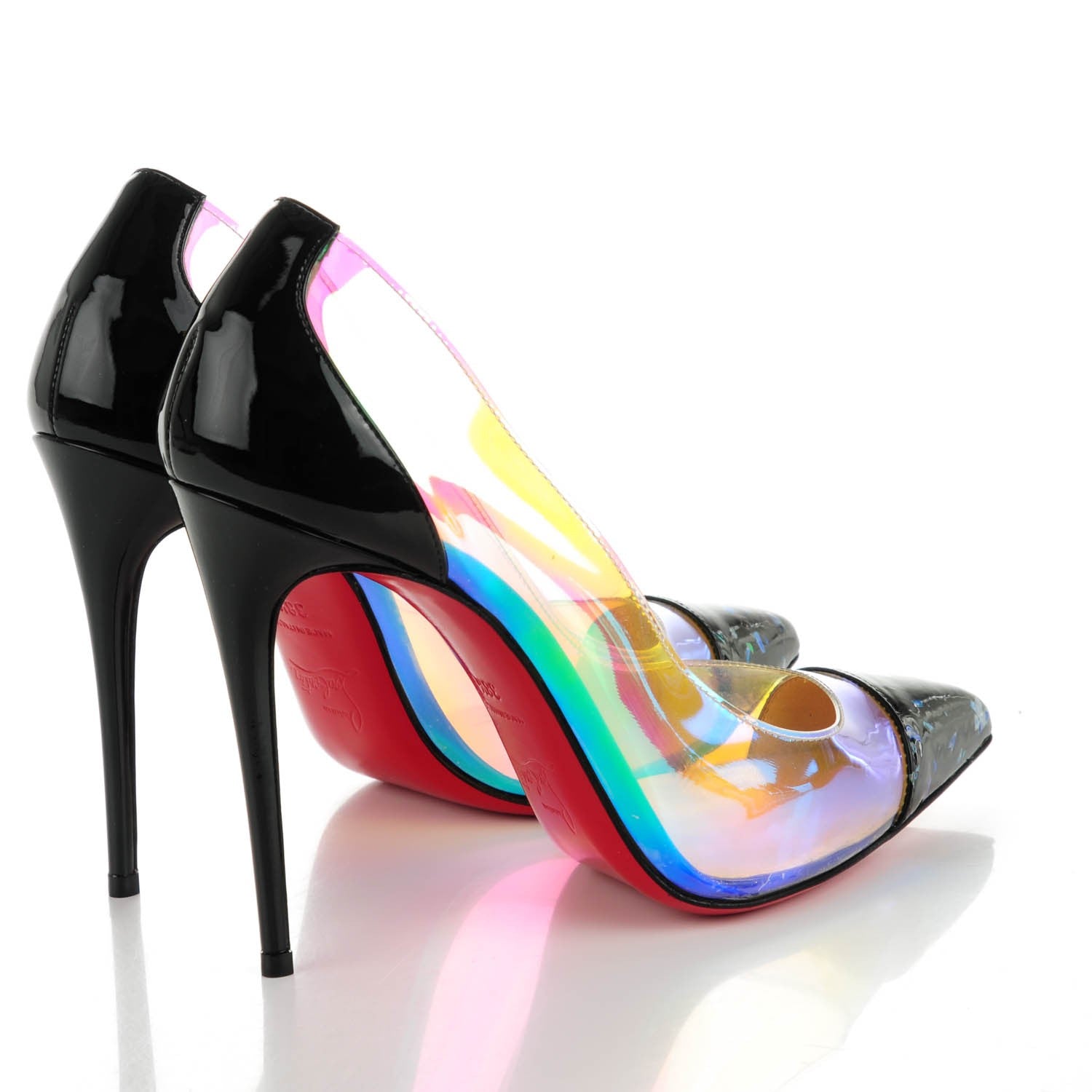 Christian Louboutin Debout Disco PVC Hologram 100 Pumps 38.5 Black Transparent 4 of 7