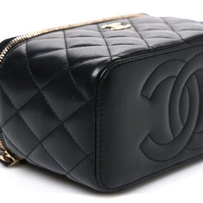 Chanel Lambskin Quilted Small Top Handle Vanity Case With Chain Black 9 of 11