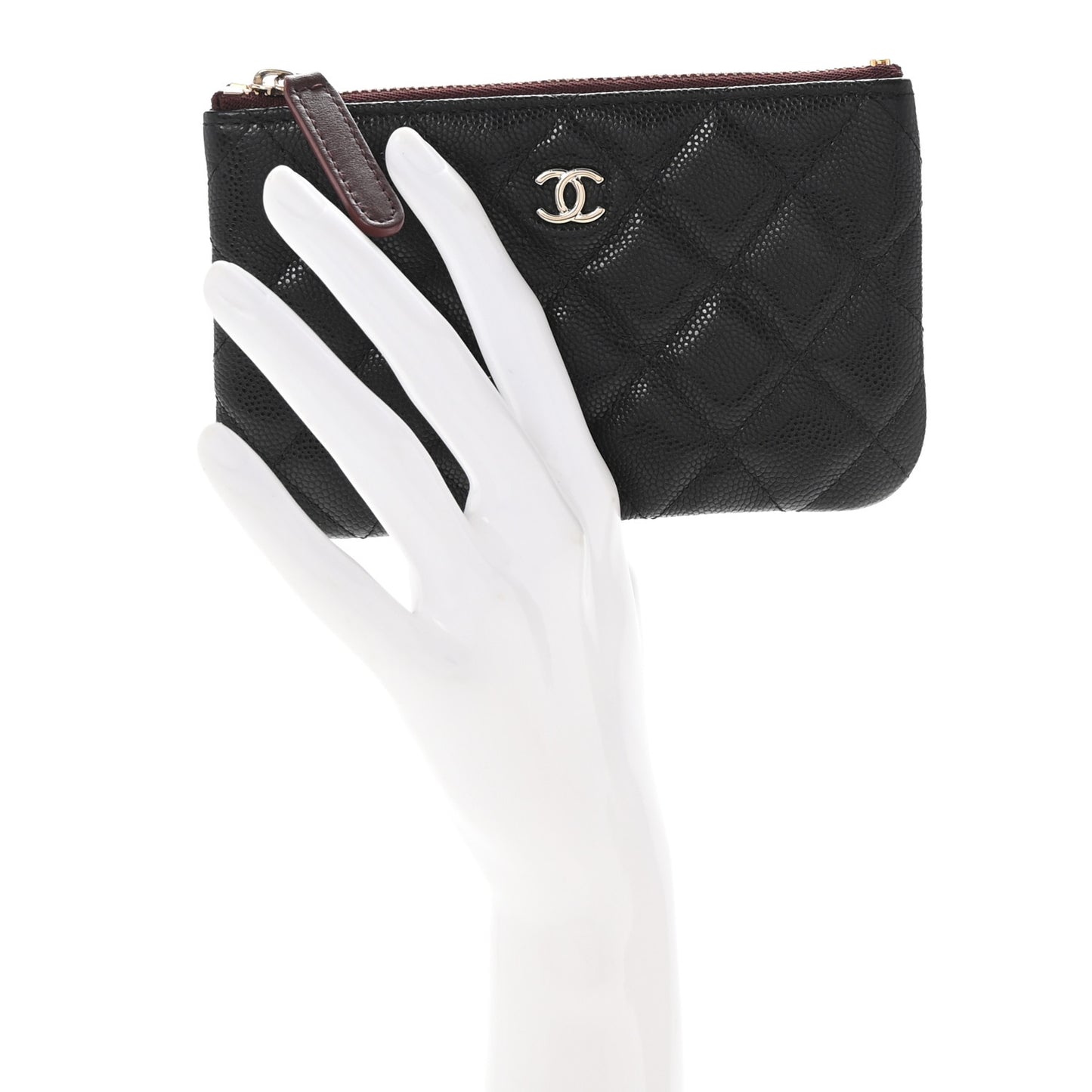 Caviar Quilted Small Cosmetic Case Black