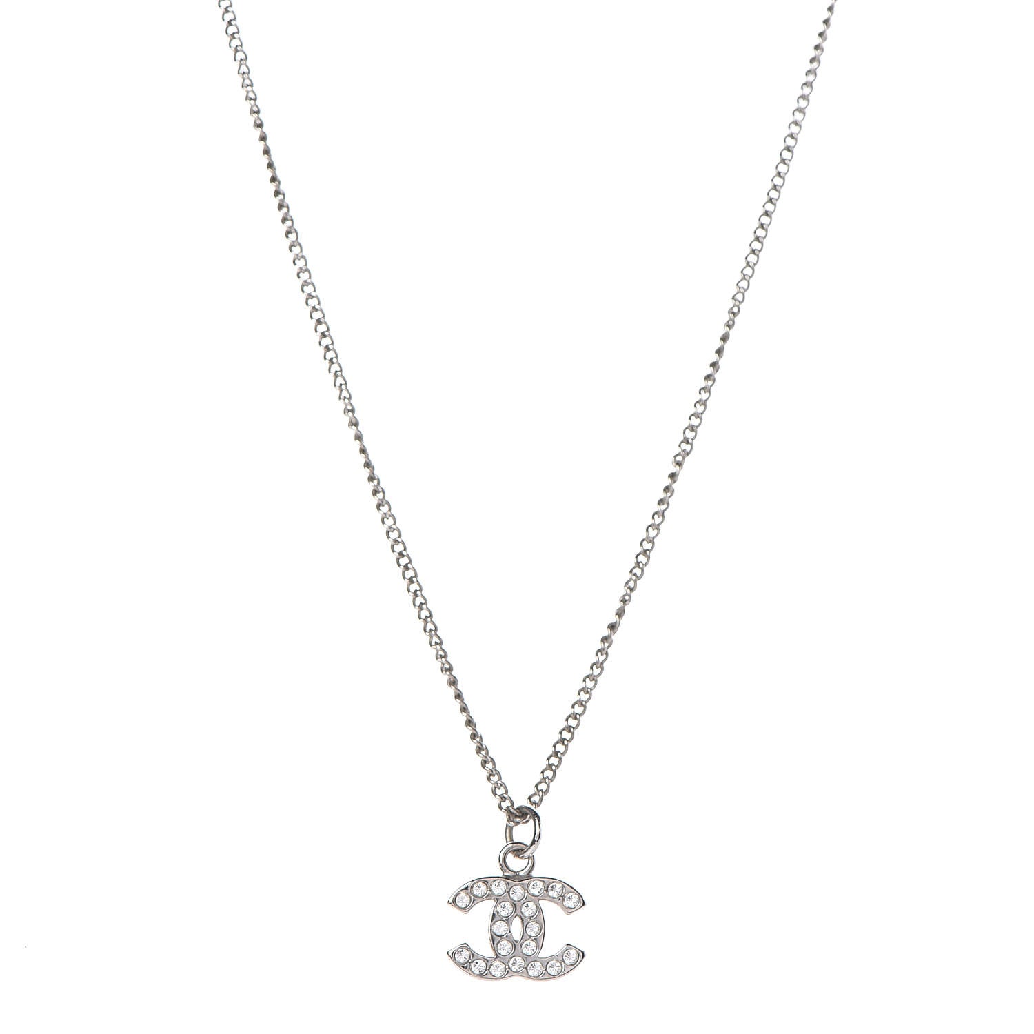 Chanel Crystal Timeless CC Necklace Silver 1 of 4