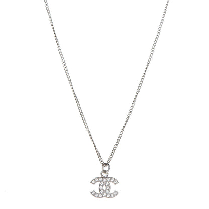 Chanel Crystal Timeless CC Necklace Silver 1 of 4