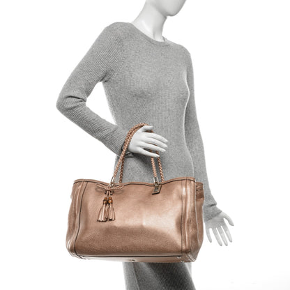 Gucci Metallic Pebbled Calfskin Medium Bella Tote Pink 2 of 7