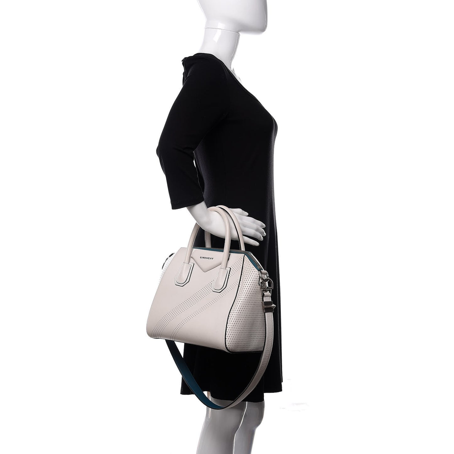 Lambskin Perforated Small Antigona White
