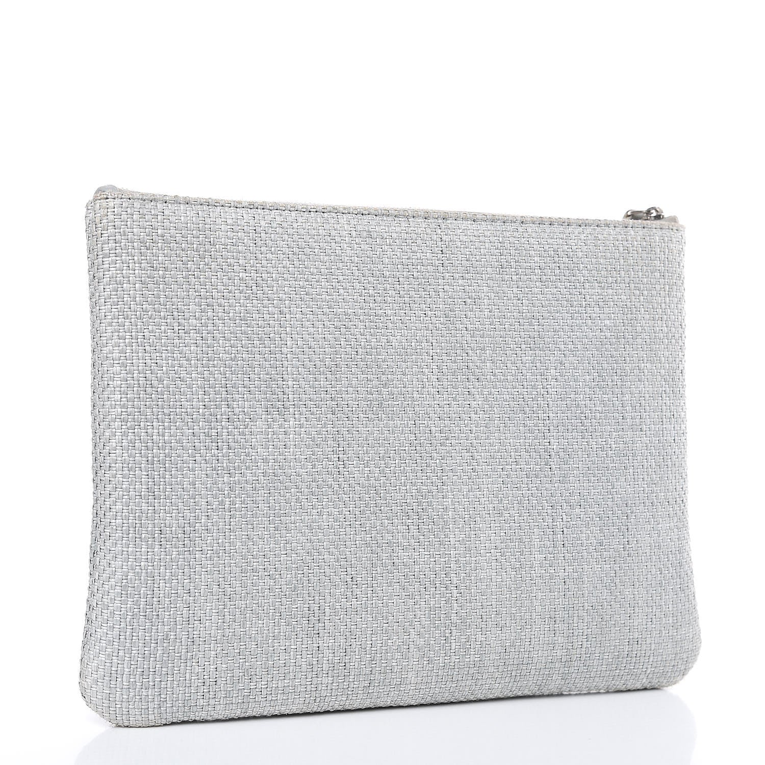 Chanel Woven Straw Raffia Medium Deauville Pouch Grey 3 of 12