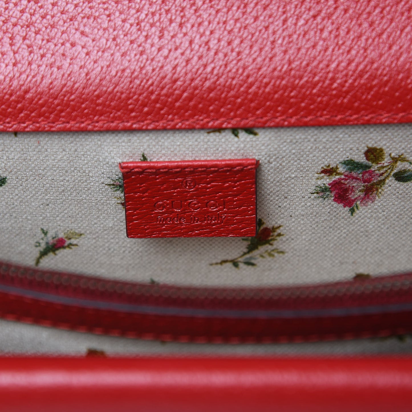 Calfskin Web Floral Embroidered Small Dionysus Shoulder Bag Hibiscus Red