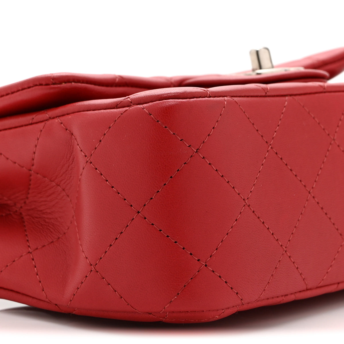 Lambskin Quilted Mini Rectangular Flap Dark Red