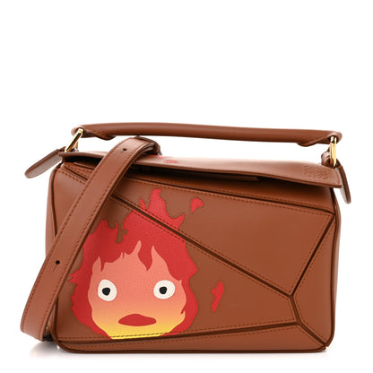 Loewe X HOWLS MOVING CASTLE Satin Calfskin Small Calcifer Puzzle Bag Rust 1 of 10