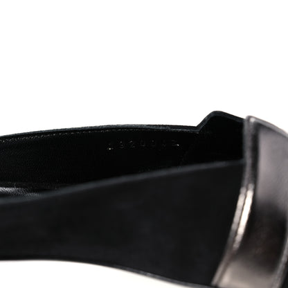 Hermes Suede Goatskin Metallic Nappa Roxane Mules 37.5 Black Canon De Fusil Argent 8 of 9
