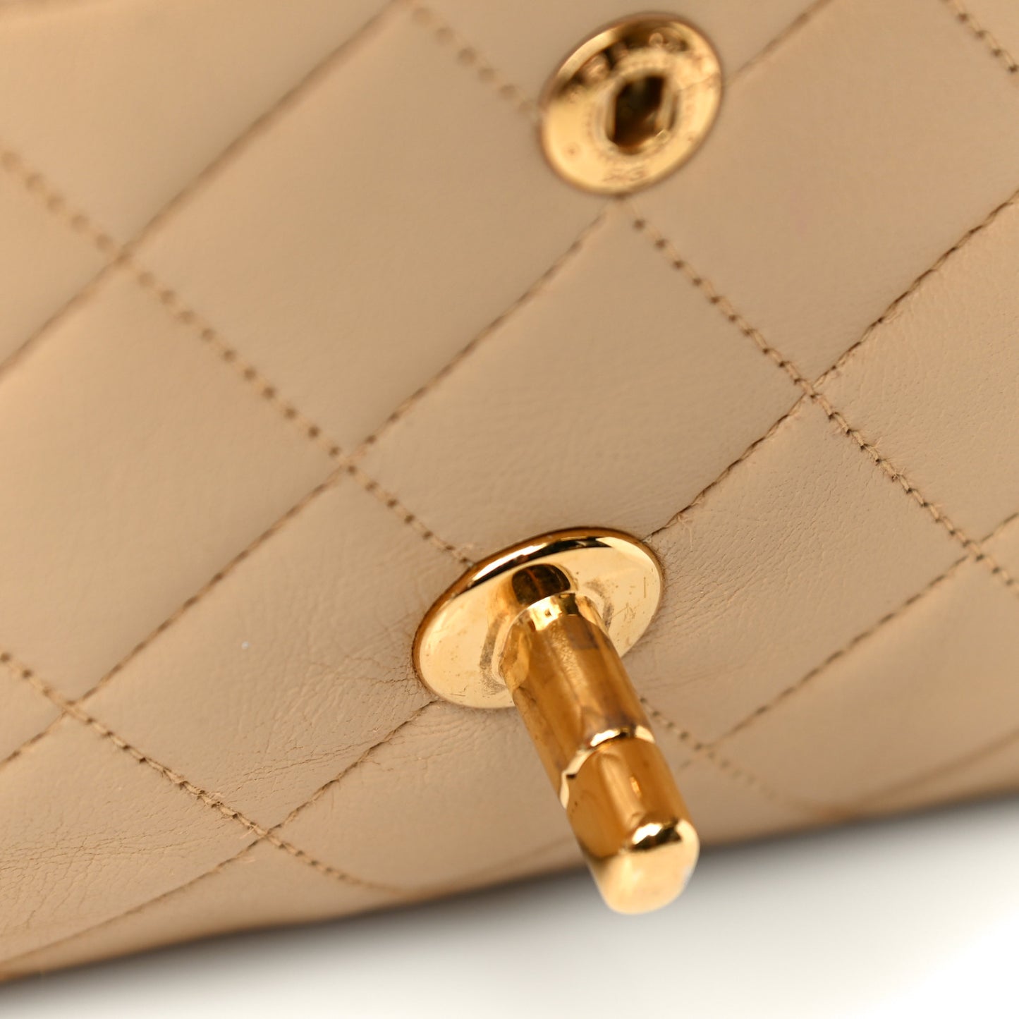 Lambskin Quilted Small Double Flap Beige