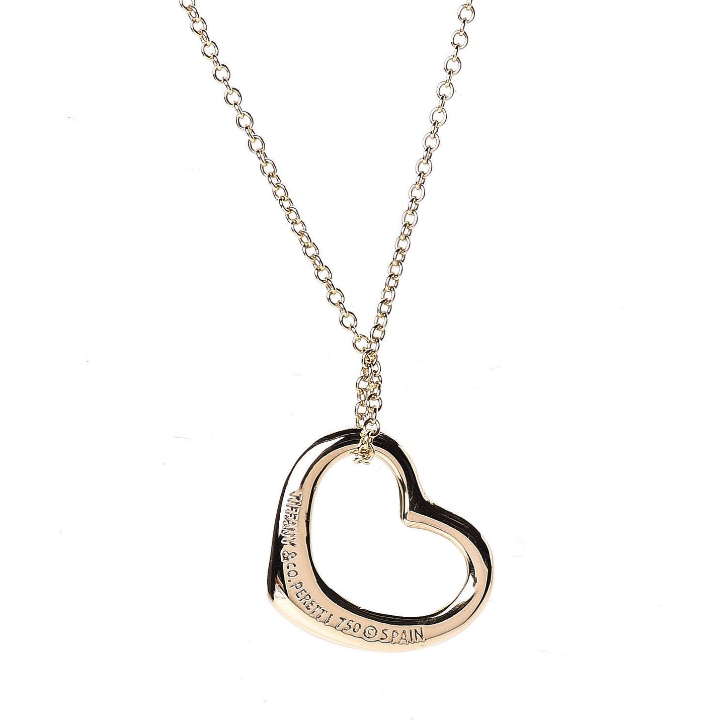 18K Yellow Gold 11mm Elsa Peretti Open Heart Pendant Necklace