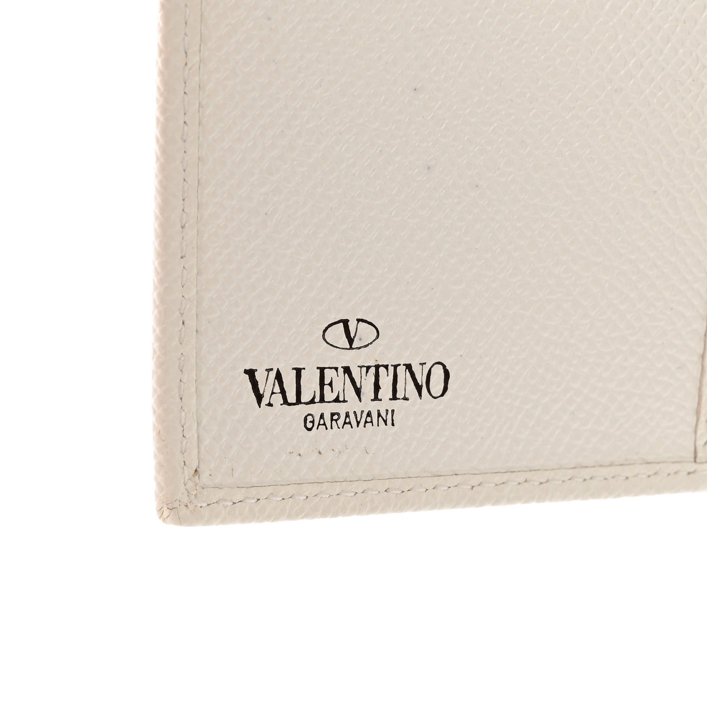 Grainy Calfskin Crystal Flap Wallet White