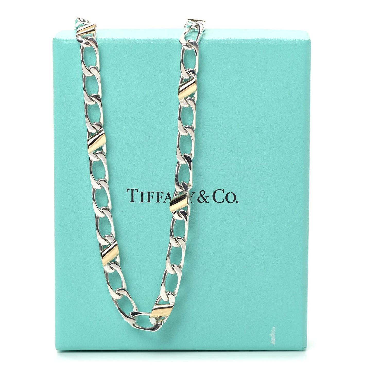 Sterling Silver 18K Yellow Gold Curb Link Chain Necklace