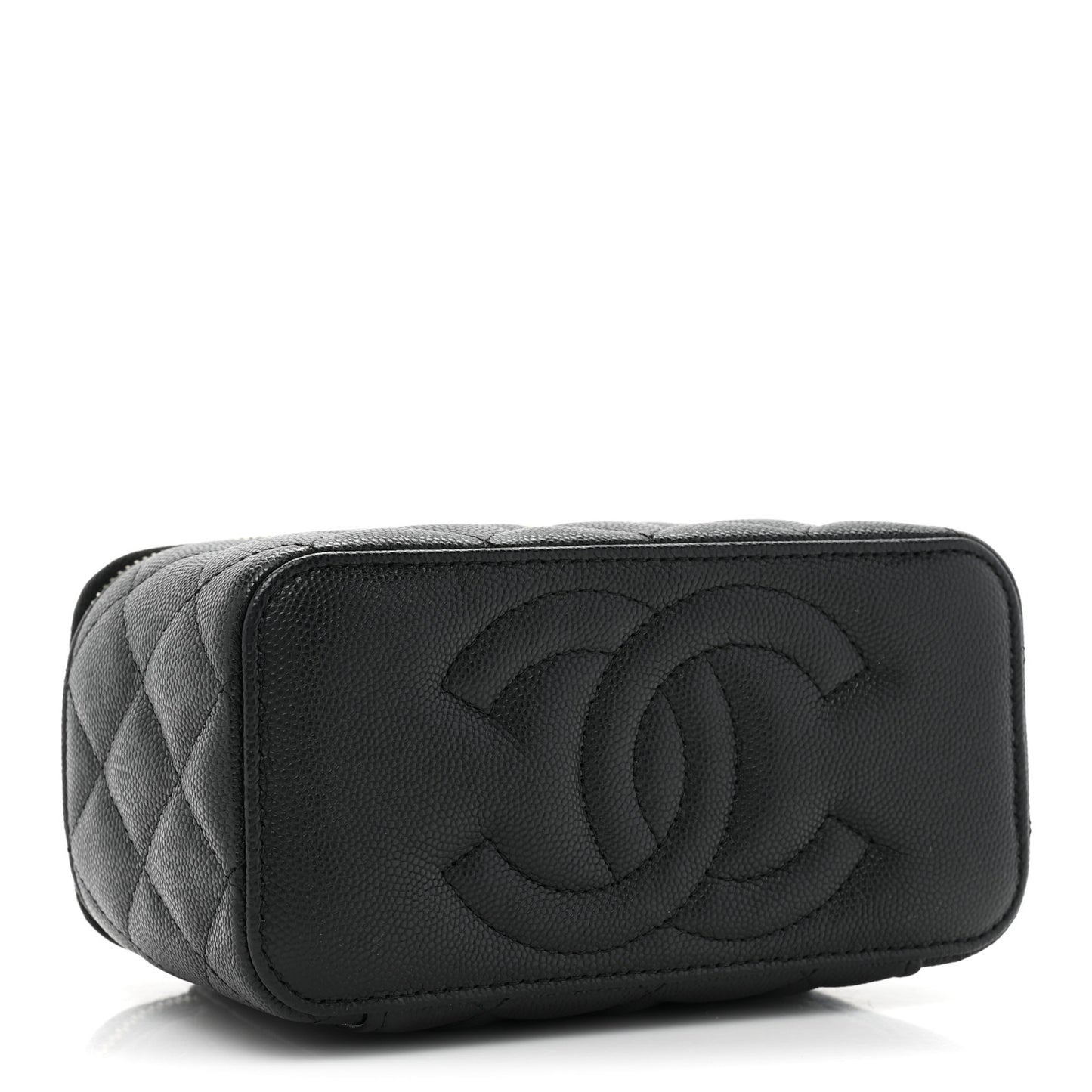 Caviar Quilted Small Vanity Case With Chain Black