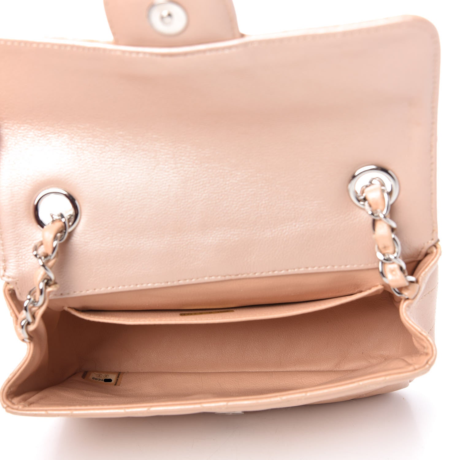 Chanel Metallic Lambskin Quilted Mini Flap Beige 5 of 12