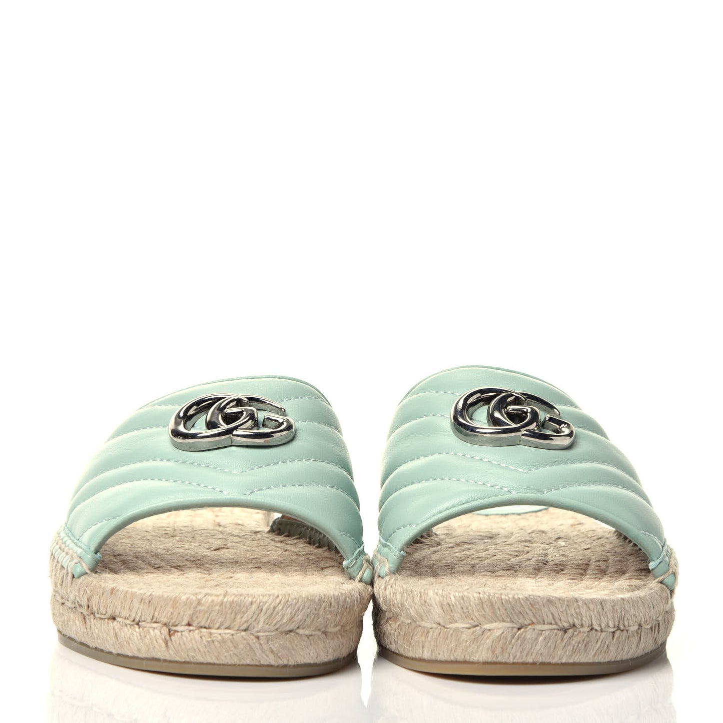 Nappa Matelasse GG Marmont Espadrille Slide Sandals 38 Water Green