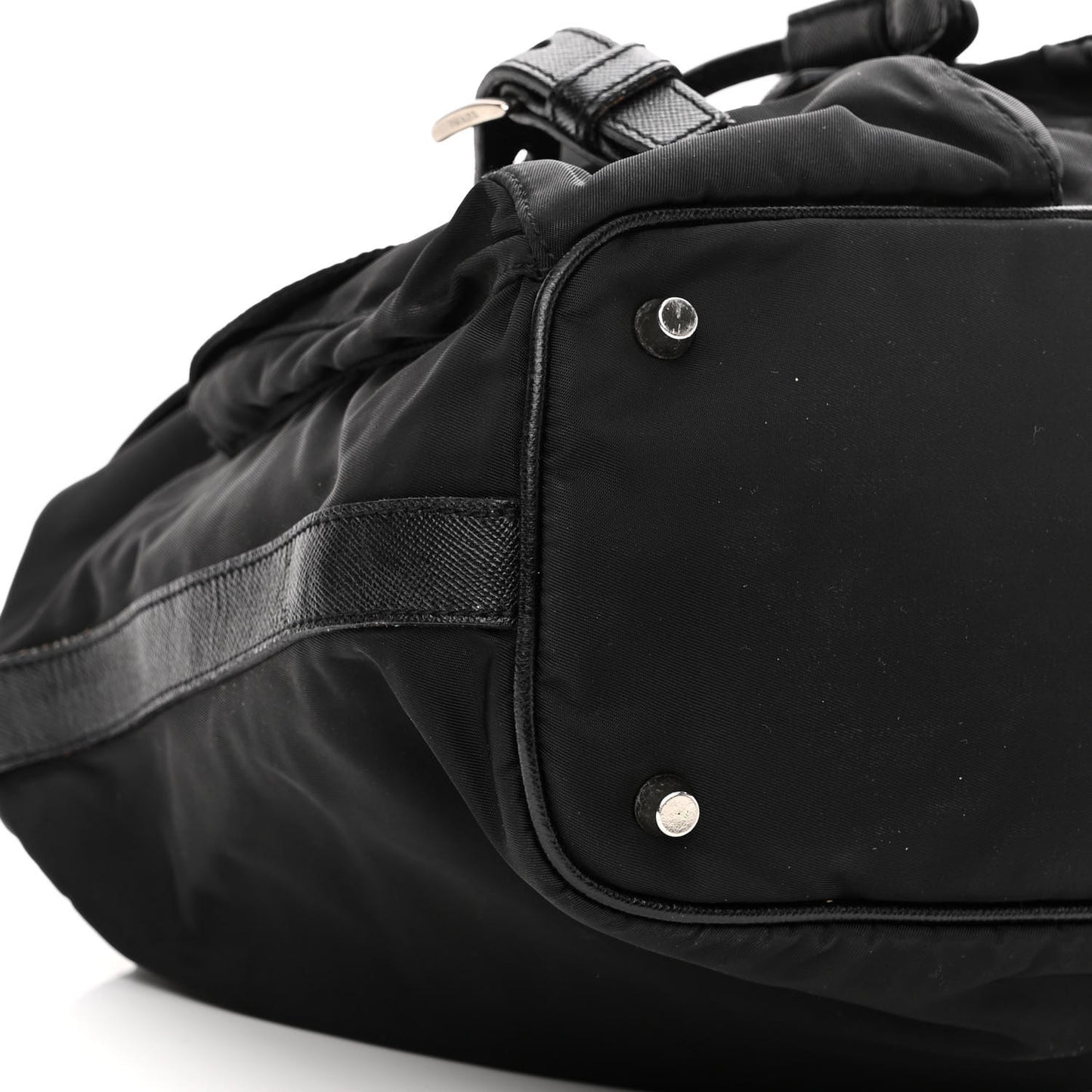 Nylon Vela Saffiano Drawstring Shoulder Bag Black