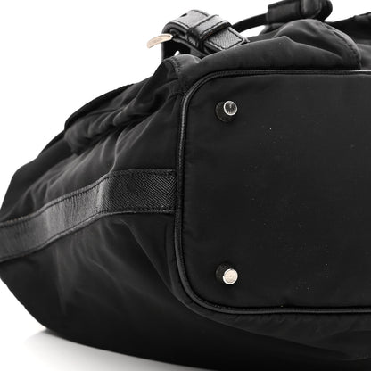 Prada Nylon Vela Saffiano Drawstring Shoulder Bag Black 9 of 11