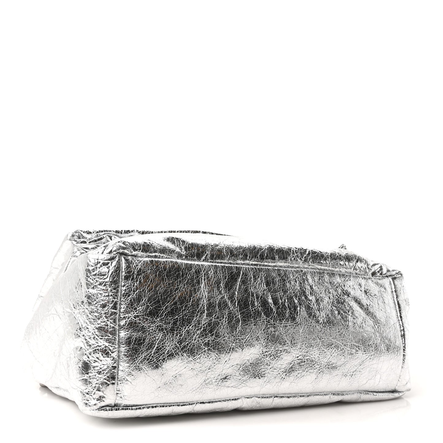 Metallized Arena Calfskin Medium Monaco Chain Shoulder Bag Silver