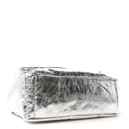 Balenciaga Metallized Arena Calfskin Medium Monaco Chain Shoulder Bag Silver 4 of 10