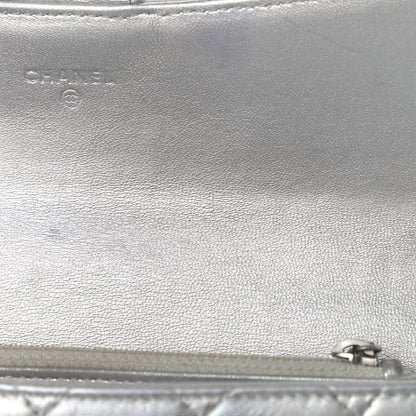Chanel Metallic Lambskin Quilted Long Flap Wallet Silver 16 of 20