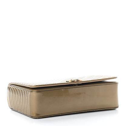 Chanel Metallic Patent Diagonal Quilted Flap Gold 3 of 9