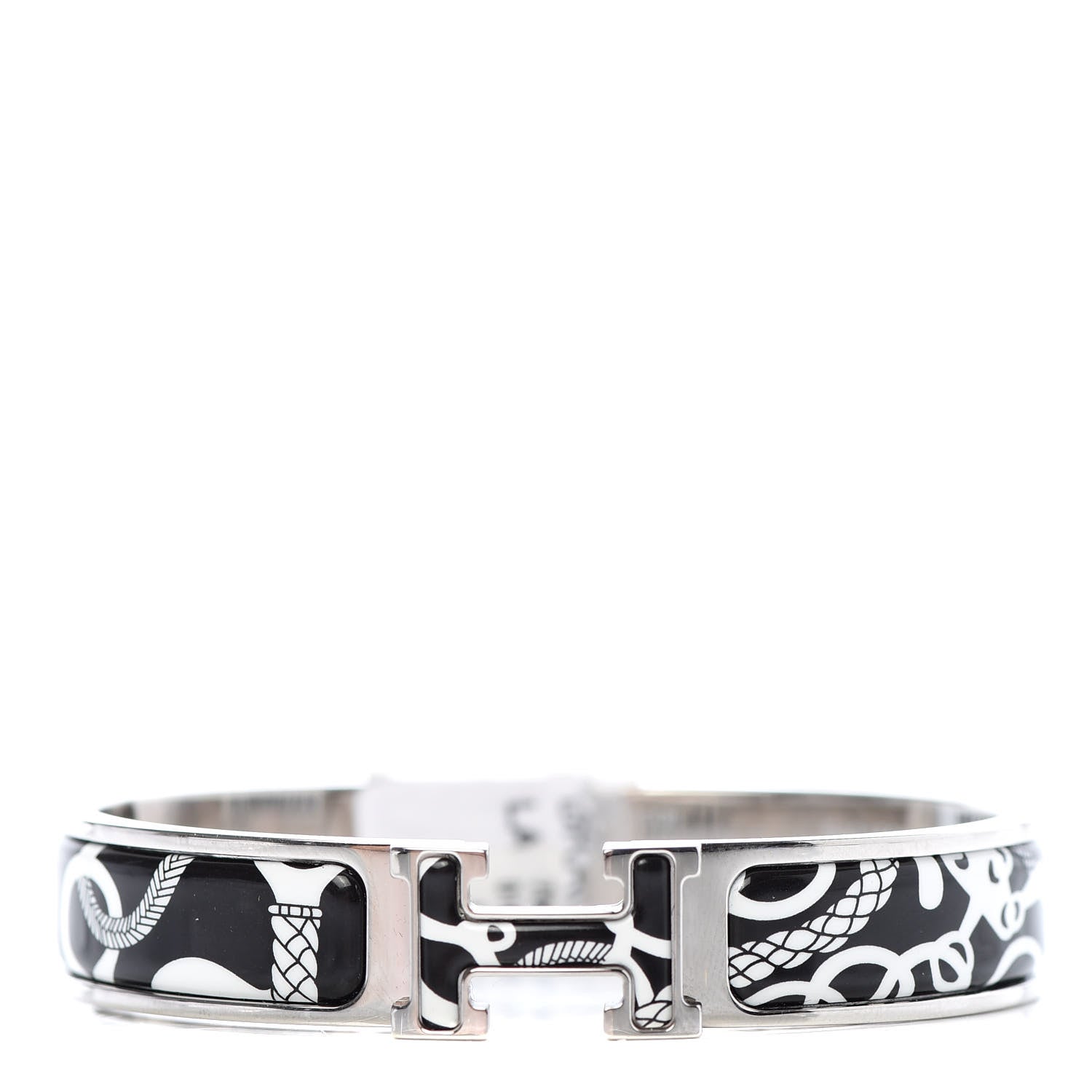 Hermes Enamel Printed Panoplie Equestre Narrow Clic Clac H Bracelet GM Positif Negatif 1 of 4