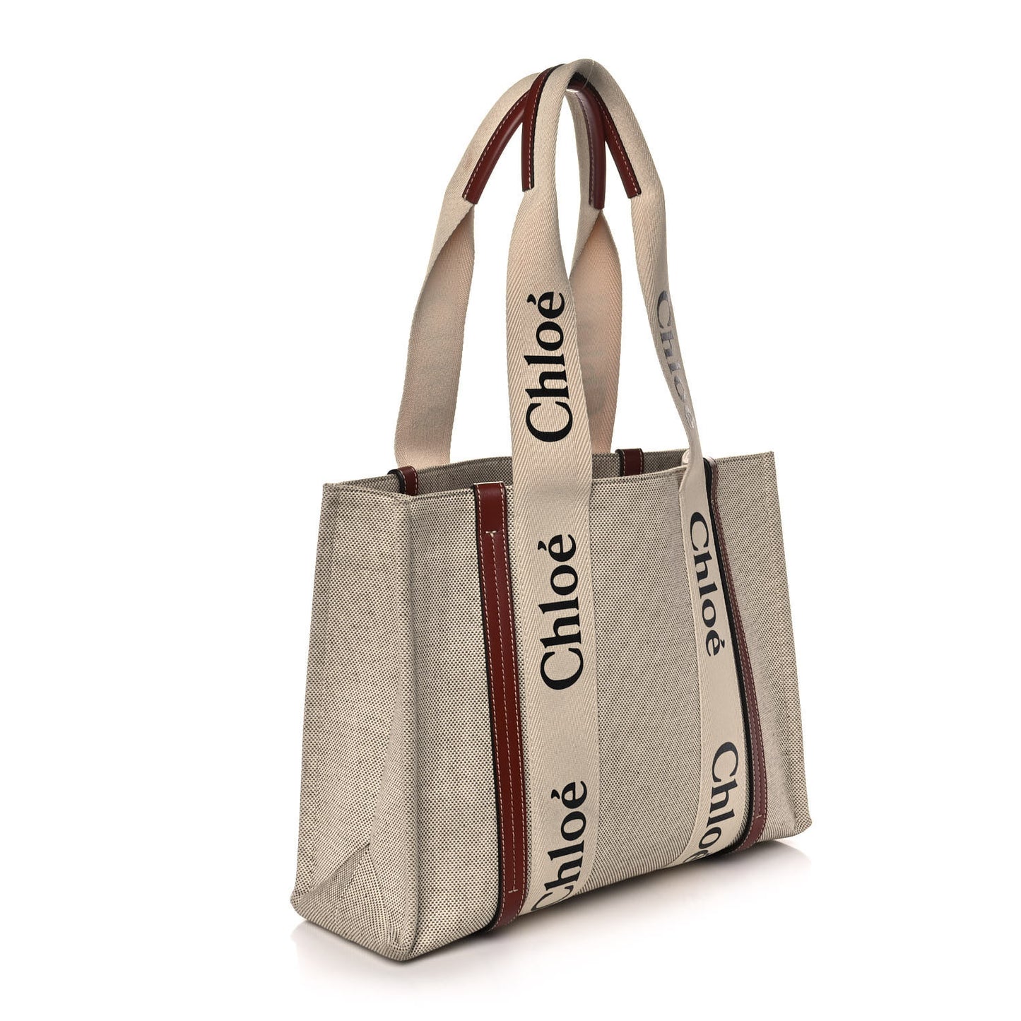 Cotton Calfskin Medium Woody Ribbon Tote White Brown
