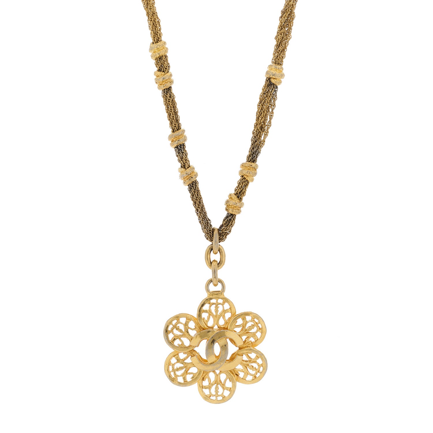 Chanel CC Flower Necklace Gold 1 of 4