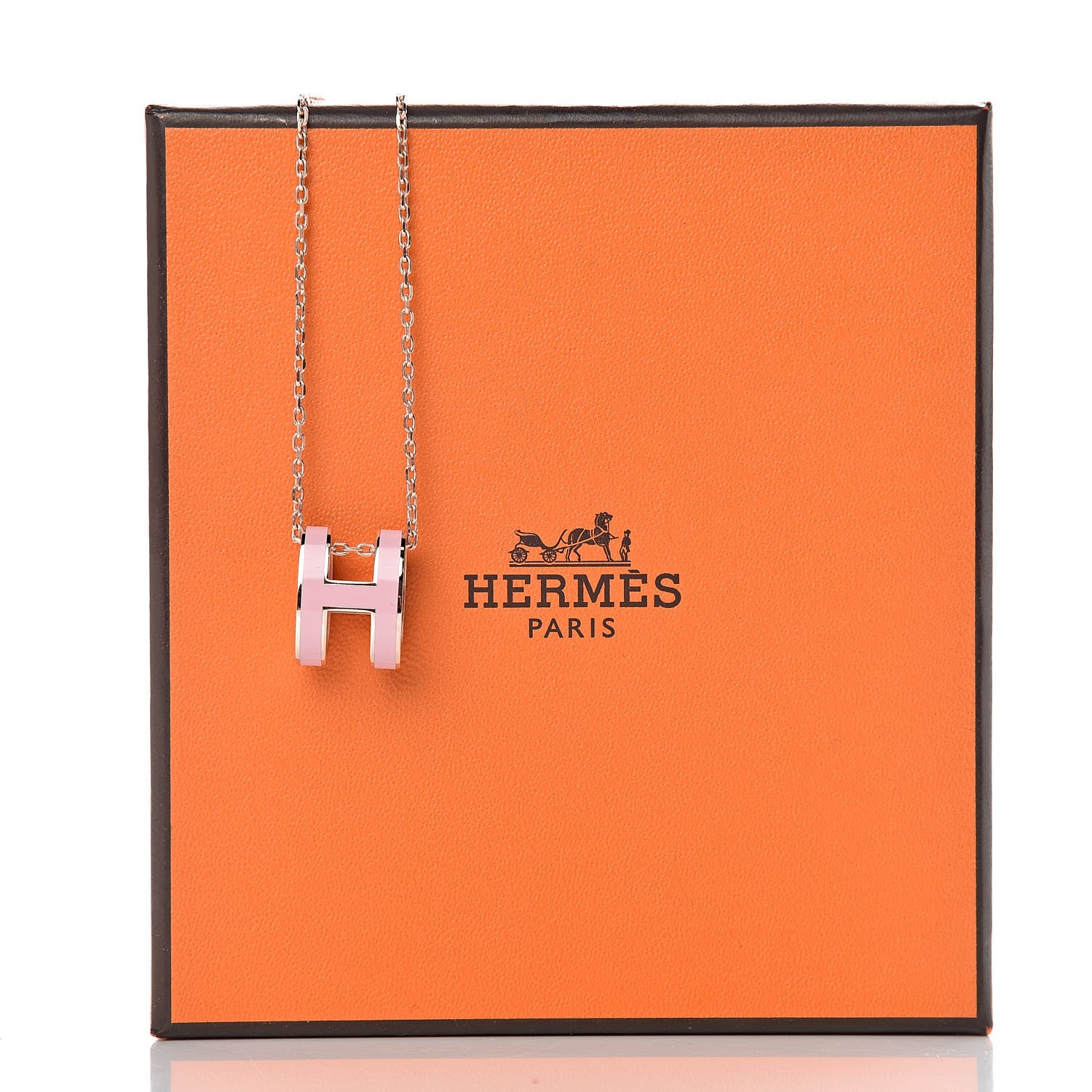 Hermes Lacquered Rose Gold Pop H Pendant Necklace Rose Dragee 6 of 6