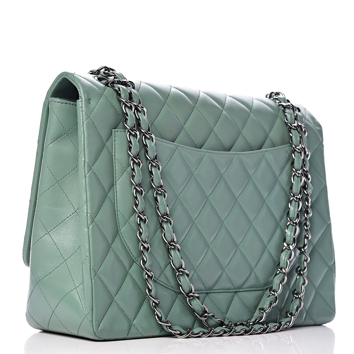 Chanel Lambskin Quilted Maxi Single Flap Green 3 of 16