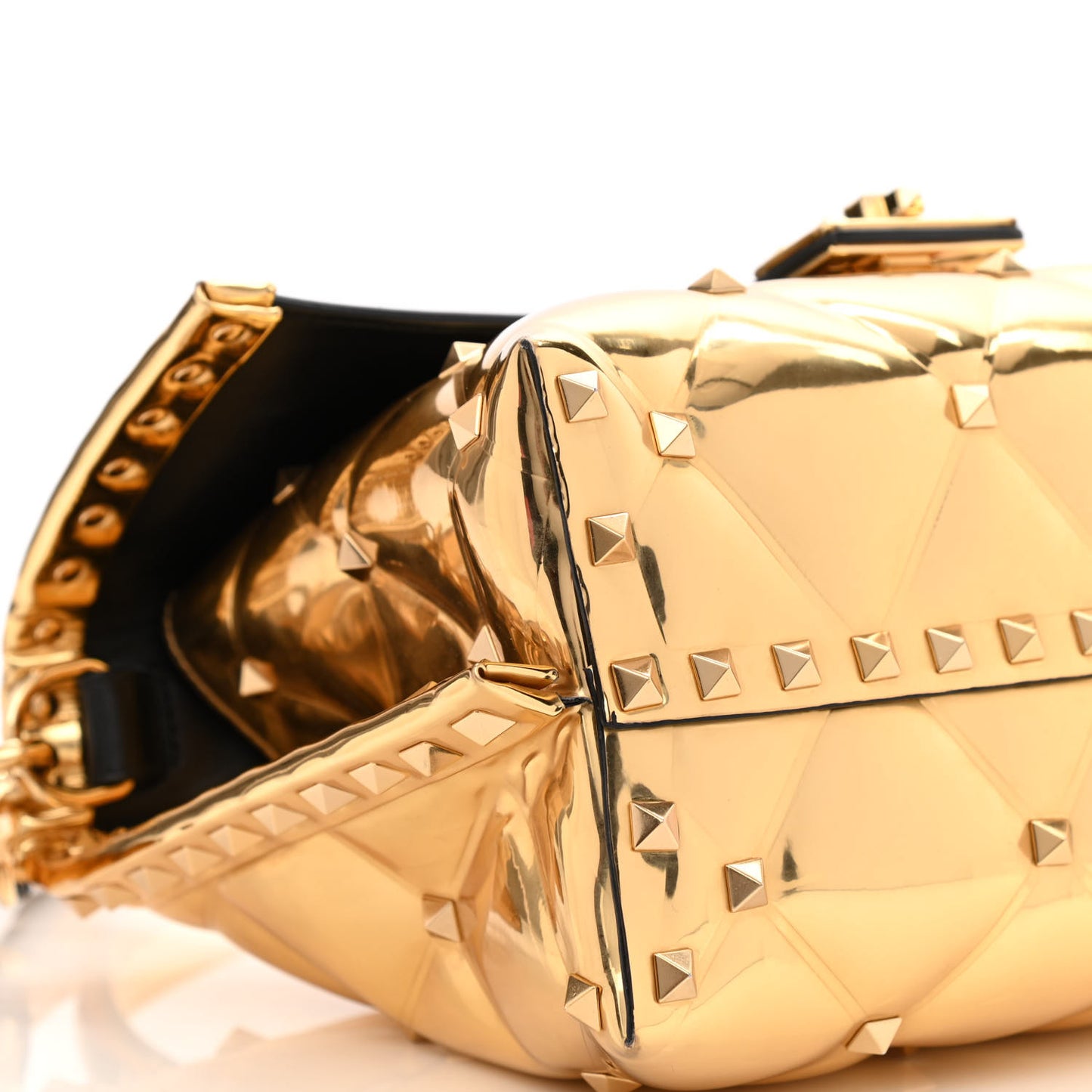 Metallic PVC Candystud Top Handle Bag Gold