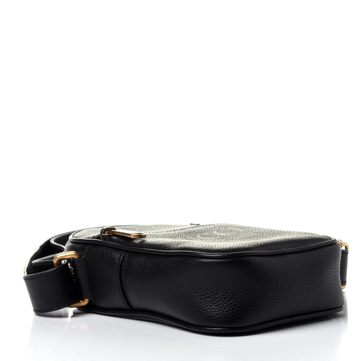 Grained Calfskin Mini Logo Messenger Bag Black