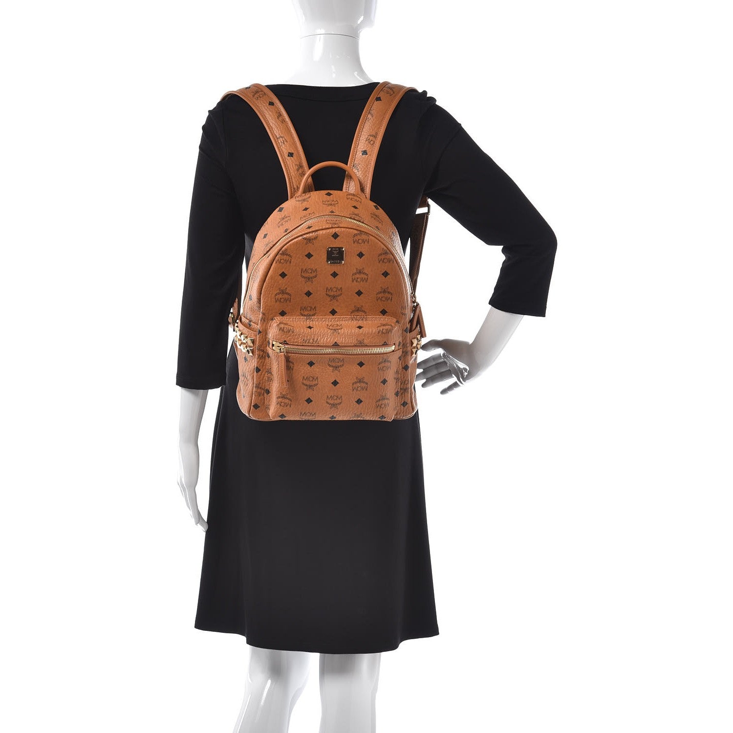 MCM Visetos Small Side Stud Stark Backpack Cognac 2 of 12